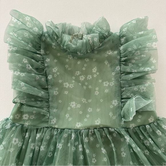 Maddie & Michelle Girls 5 Green Floral Ruffle Dress - Picture 8 of 8